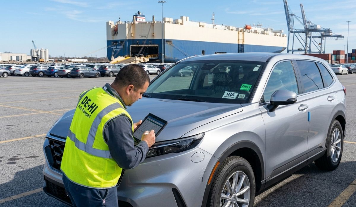 vehicle inspection before car transport pickup process