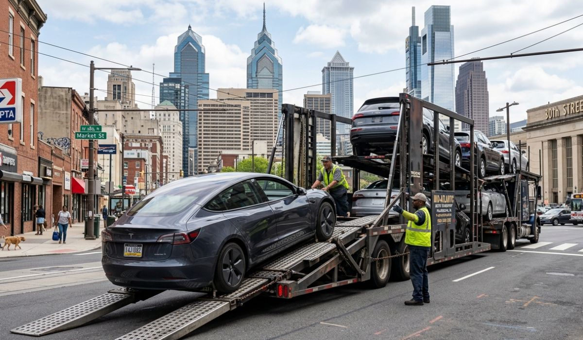 Open carrier transport truck used for Jacksonville auto transport and nationwide vehicle shipping services