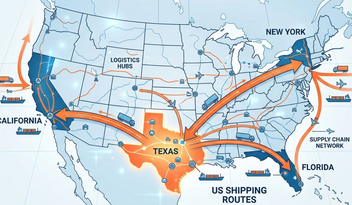 Car shipping Chicago route map showing nationwide vehicle transport network from Chicago, Illinois to USA states