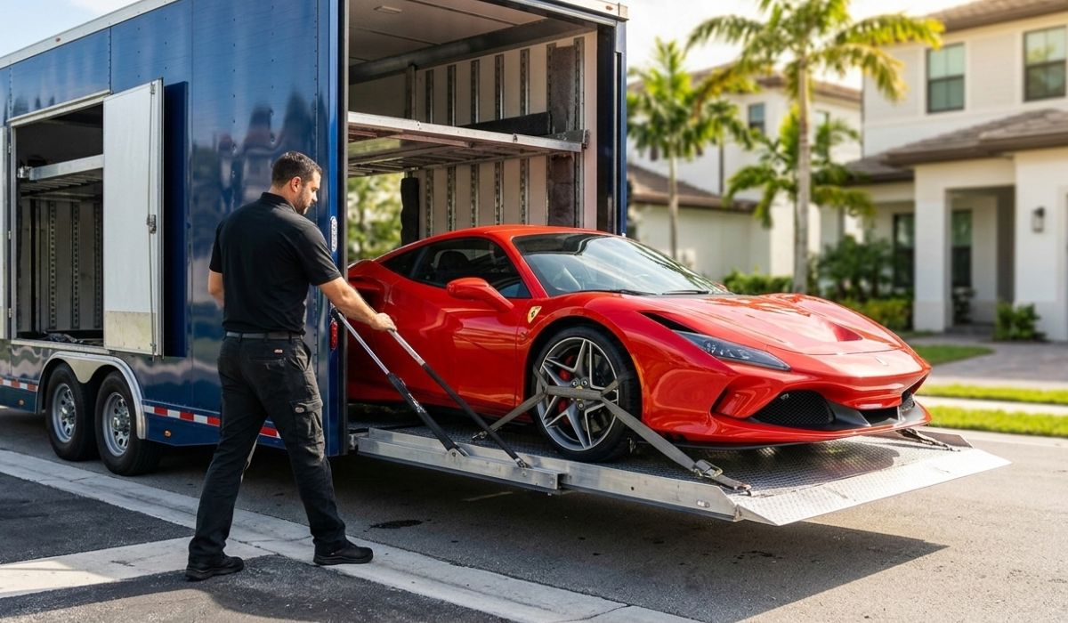 Door-to-door Nebraska car shipping service delivering SUV safely at customer home location