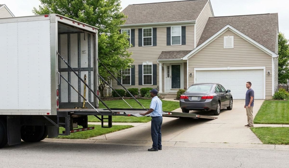 Door-to-door Scottsdale car shipping service delivering a vehicle directly to a customer's residence with SpeedComd