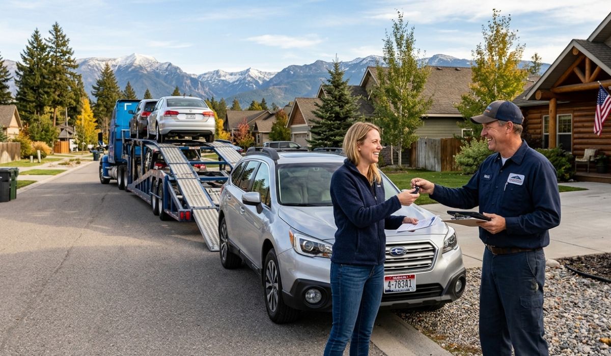 Door-to-door vehicle pickup in Florida for Florida to North Carolina car shipping using a professional open carrier transport system.