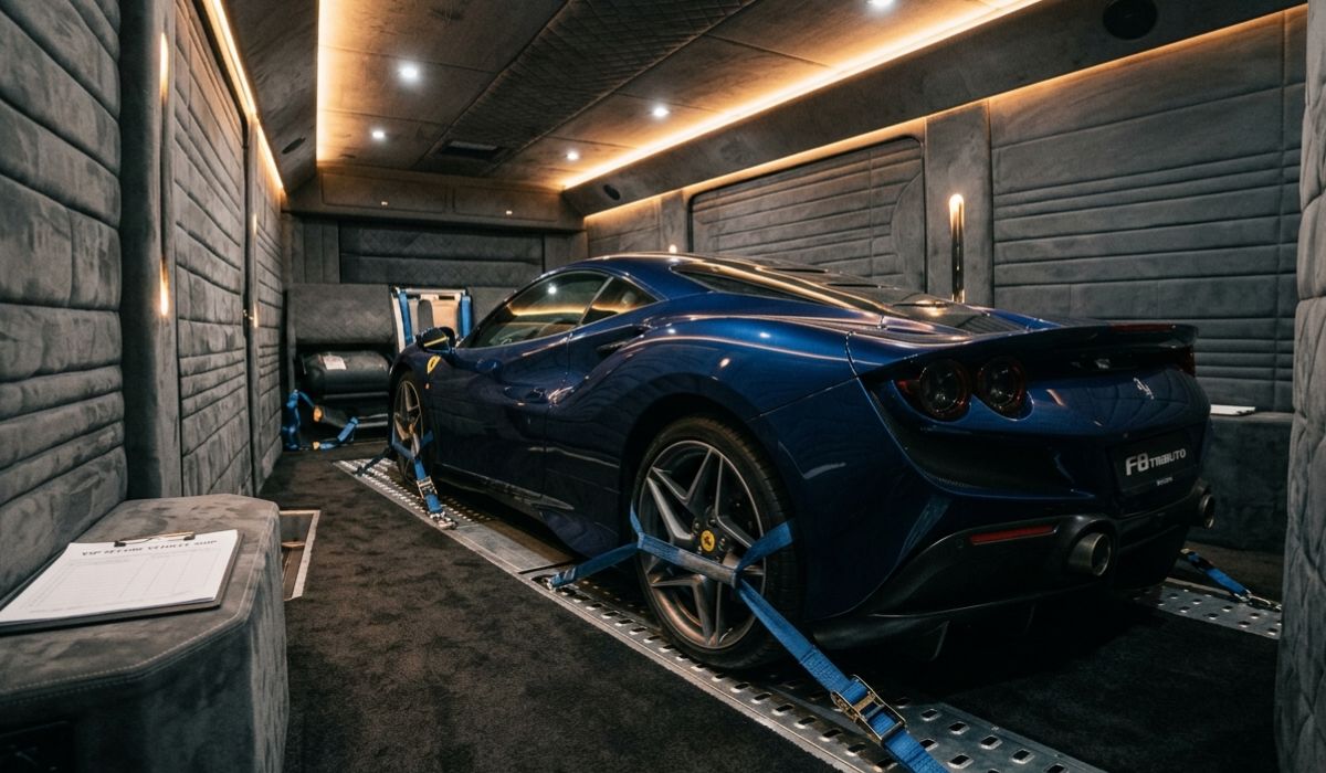 Enclosed auto transport Chicago service protecting luxury cars during long distance interstate vehicle shipping