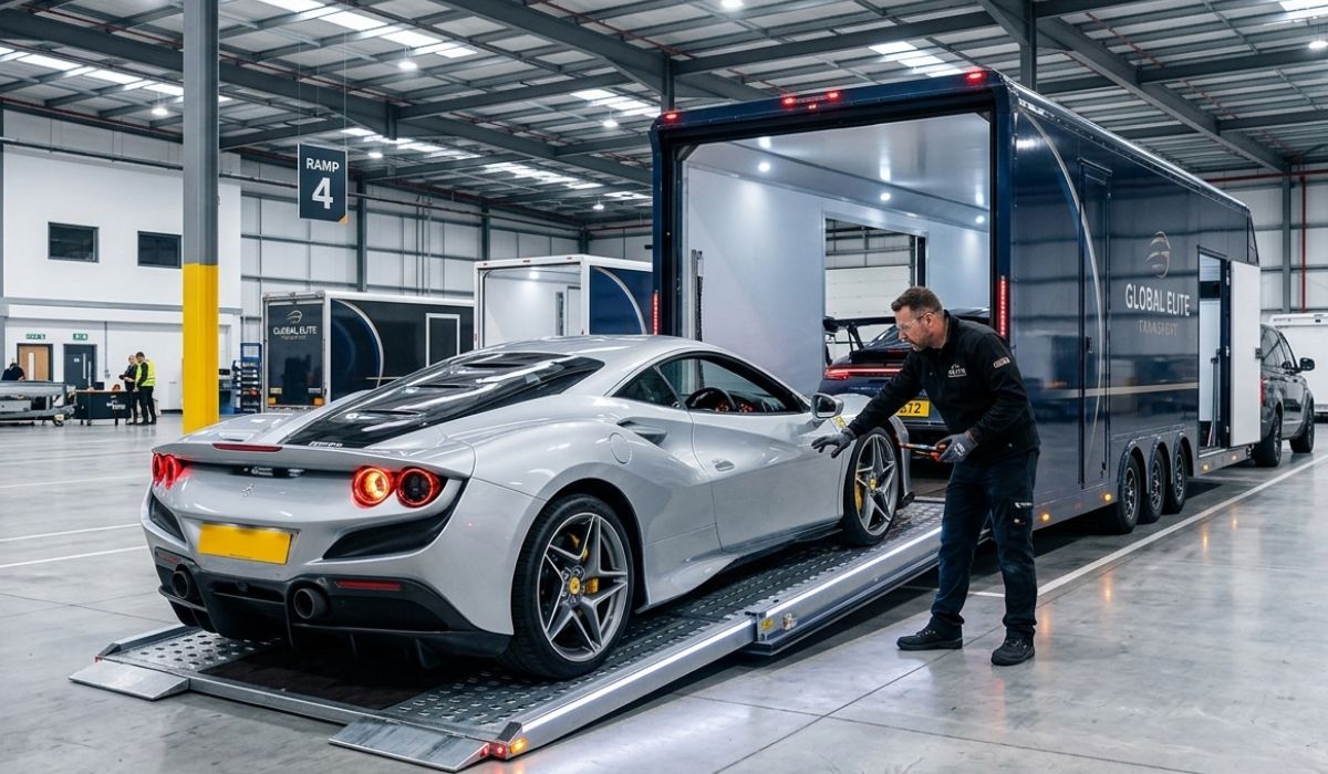 Enclosed car shipping Milwaukee carrier protecting luxury vehicle during long-distance transport.