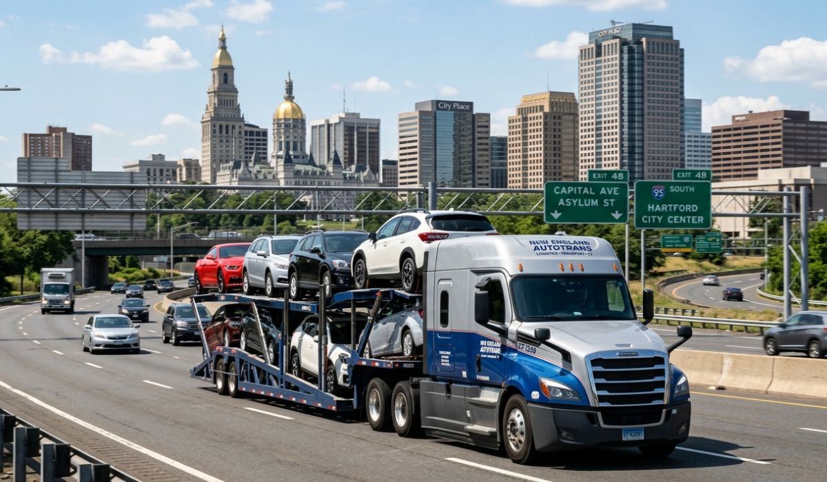 Omaha car shipping process showing vehicles being loaded onto open auto transport carriers for long distance shipping