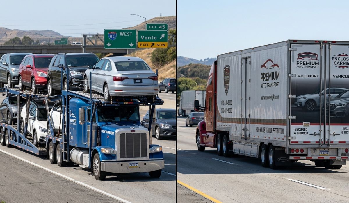 Open car carrier Maryland to Florida vs enclosed transport comparison showing vehicle protection options for shipping cars