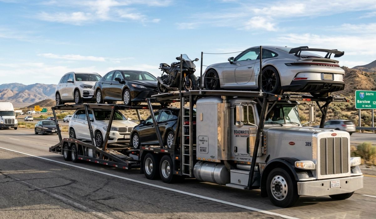 Open car carrier Montana to Mississippi car shipping on long distance highway route across United States