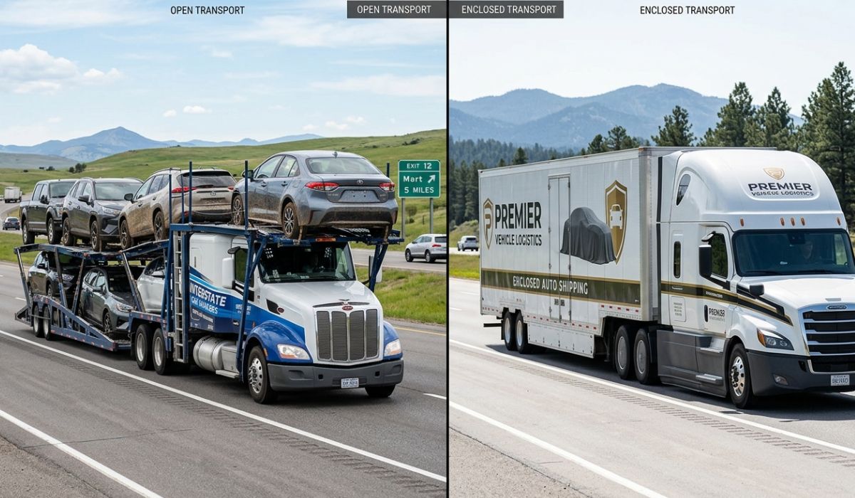 open carrier car shipping Eugene Oregon versus enclosed car transport Eugene with luxury vehicle protection comparison