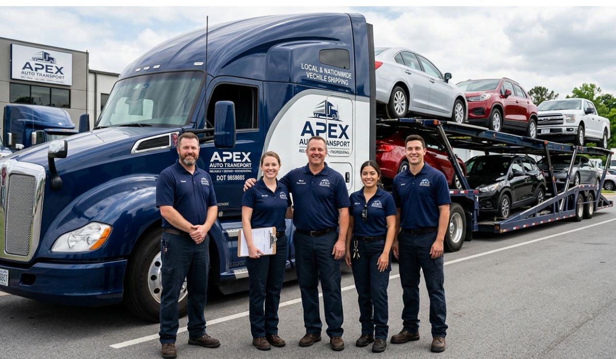 Professional Arizona car shipping company loading vehicles onto open carrier transport for nationwide delivery service