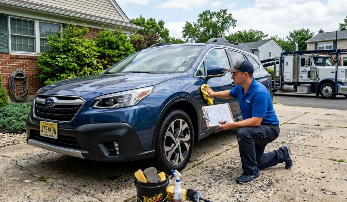 Professional car shipping inspection process before vehicle transport in Fort Lauderdale