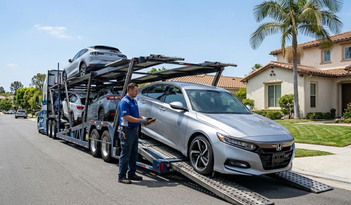 Professional West Virginia vehicle transport service delivering cars safely to residential customer location