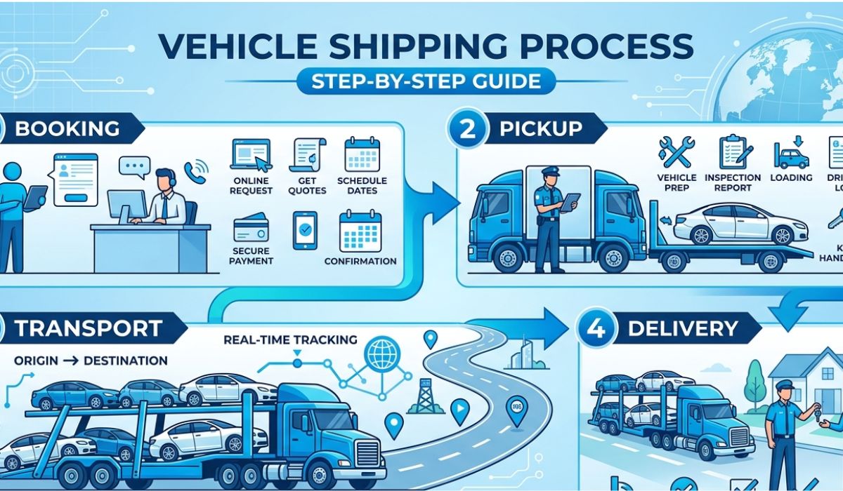 Sacramento car shipping process showing vehicle pickup transport and safe delivery by SpeedCom