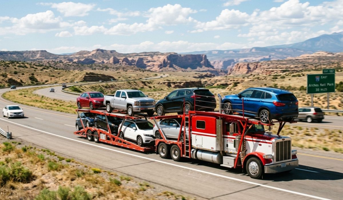 SpeedComd auto transport truck loading SUV for Georgia to Colorado car shipping with insured vehicle transport service