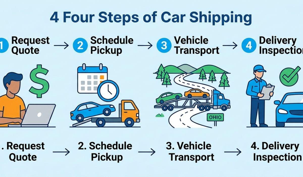 Step-by-step Huntsville car shipping process with SpeedComd from vehicle pickup to delivery
