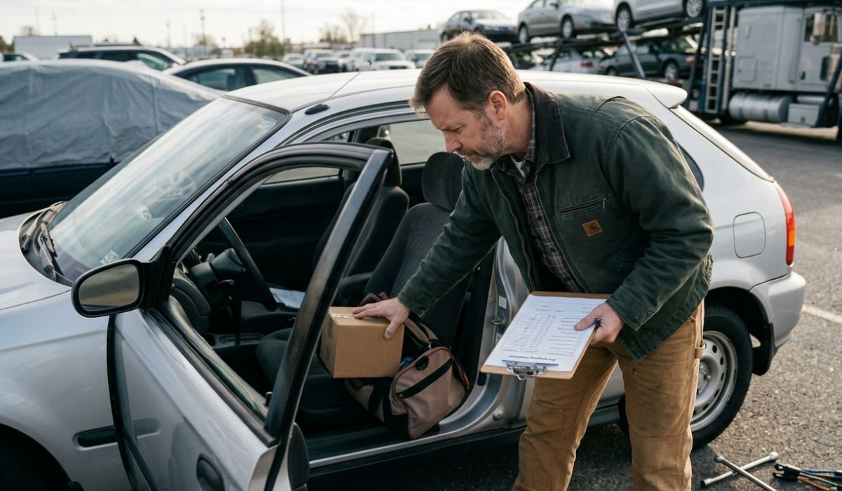 Vehicle inspection before Jacksonville car shipping with Bill of Lading documentation and carrier check