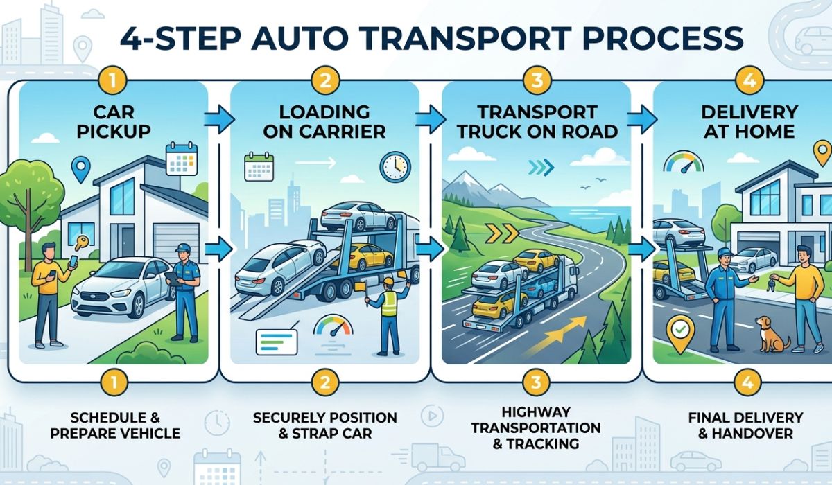 Brooklyn car shipping process showing vehicle pickup secure transport and safe delivery by SpeedComd