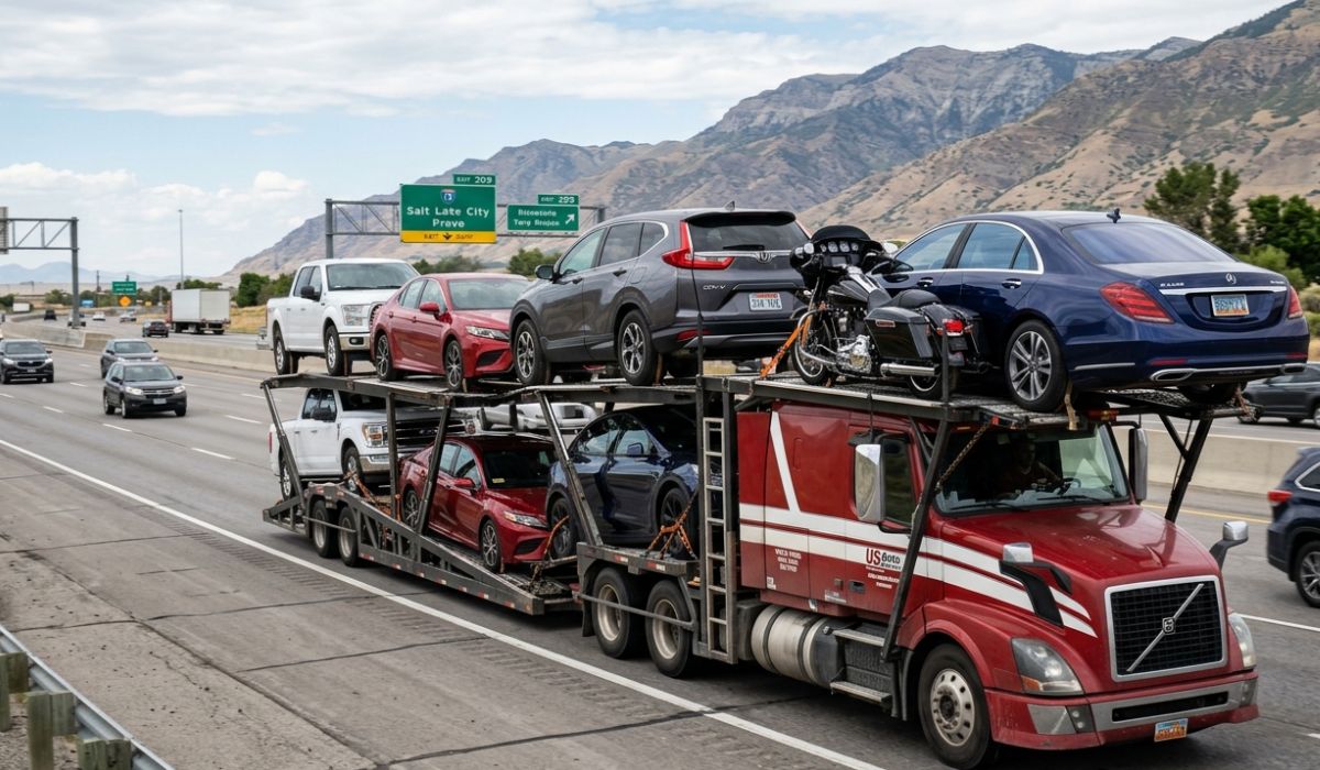 Car carrier transporting vehicles from New York to Oklahoma with affordable auto transport pricing