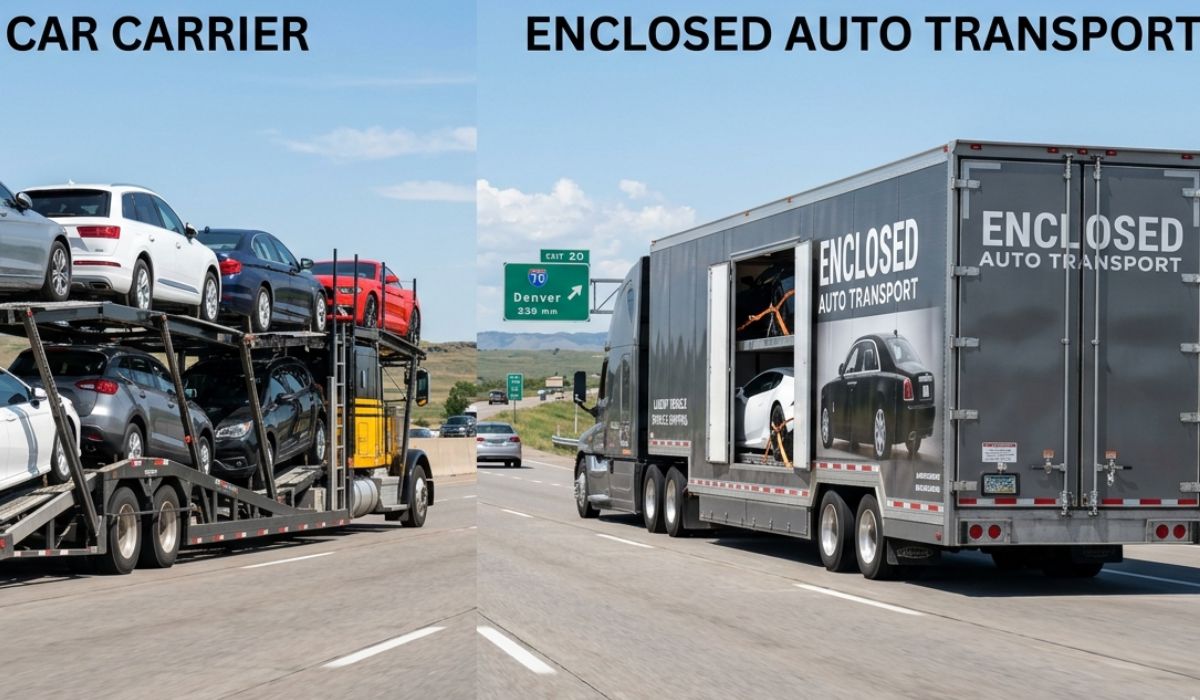 Comparison of open and enclosed trailers used for Spokane Car Shipping by SpeedComd.