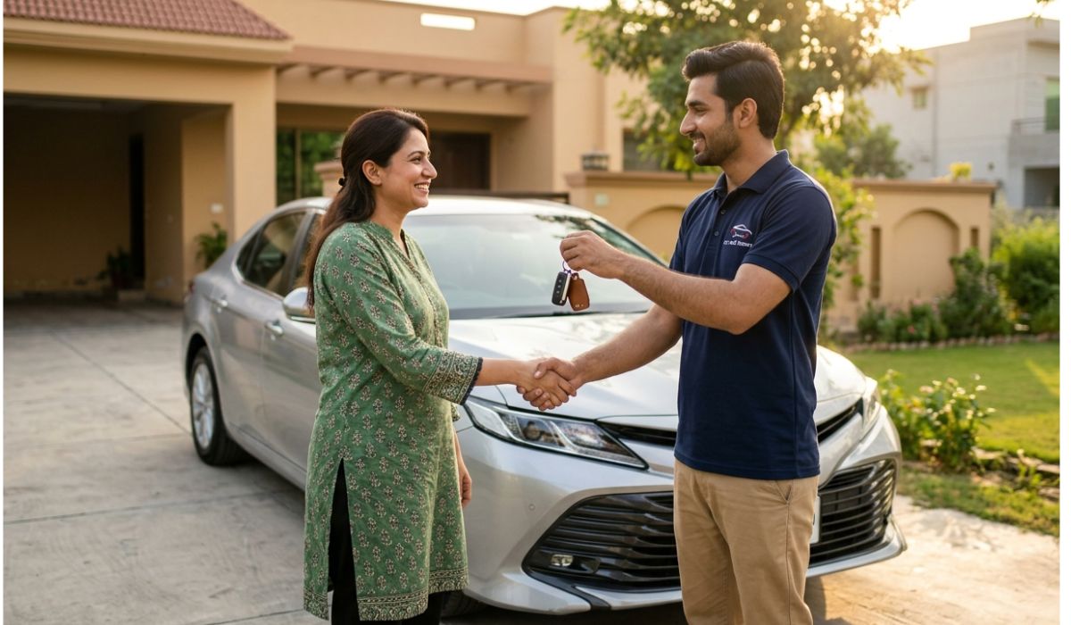 Door-to-door San Bernardino car shipping service with SpeedComd delivering a vehicle safely to a residential location.