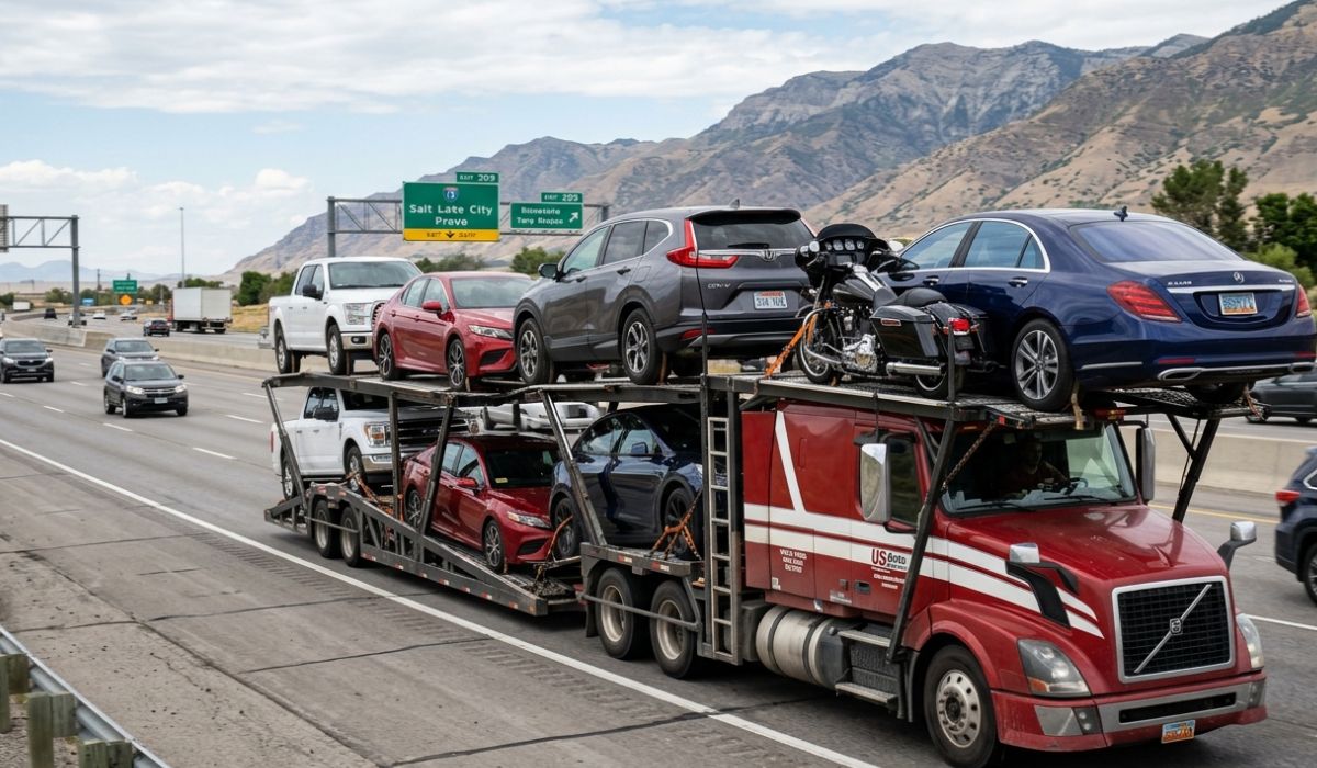 Licensed and insured Lafayette auto transport professionals preparing a vehicle for safe delivery