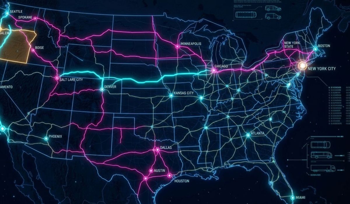 Map showing popular snowbird car shipping routes from northern states to Florida, Arizona, and other warm destinations