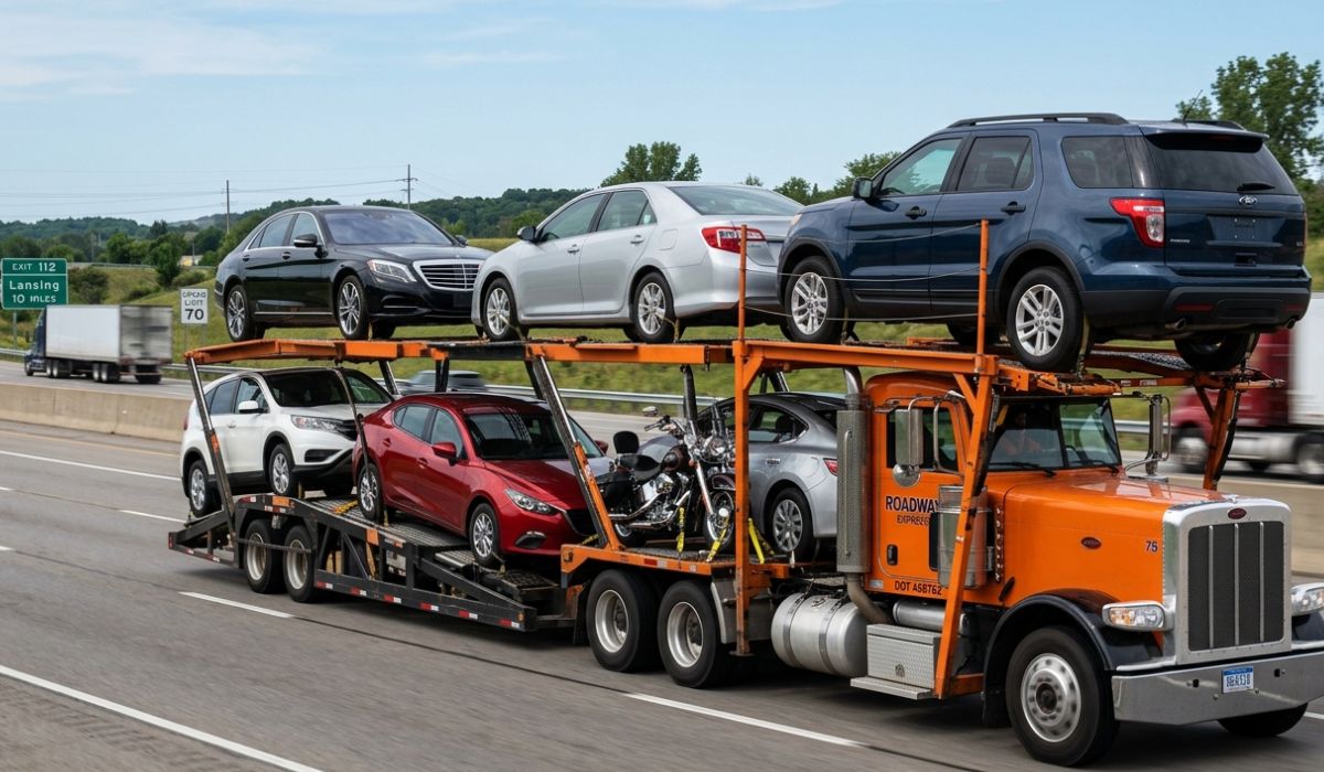 Open and enclosed auto transport trailers for Columbus to Ohio car shipping services by SpeedComD