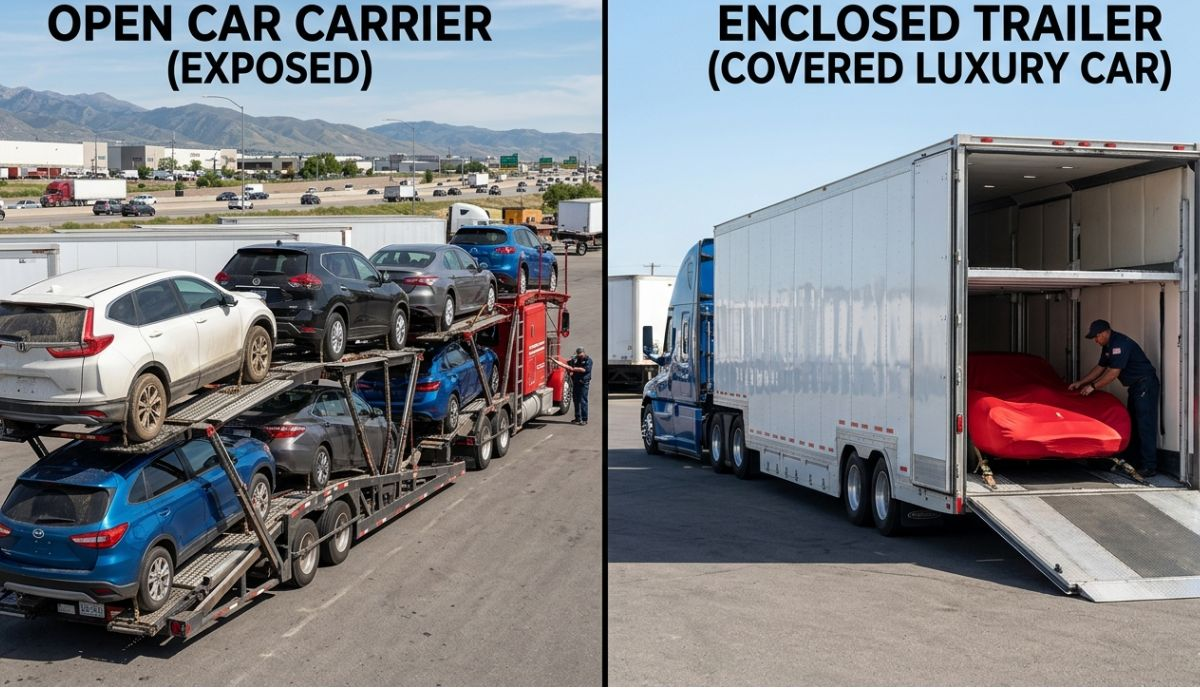 Open and enclosed car transport trailers used for New York to Oklahoma car shipping services