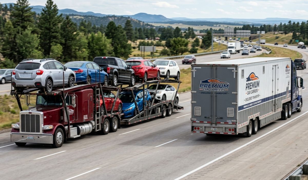Open car transport and enclosed auto transport trailers used by SpeedComd for secure vehicle shipping
