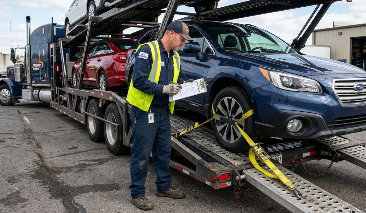Professional Richmond Car Shipping team loading a vehicle for secure nationwide transport by SpeedComd