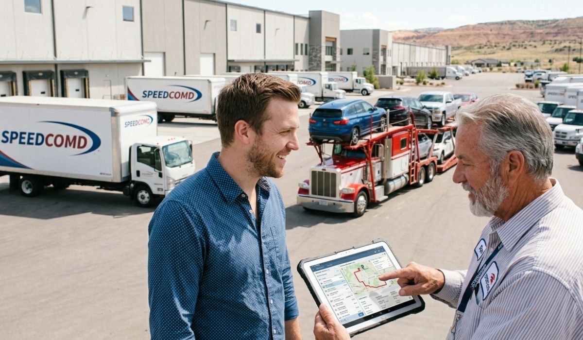 Reliable New York to California car shipping by SpeedComd with licensed carriers and insured vehicle transport