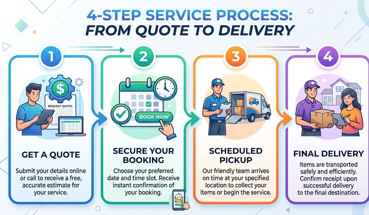 Step-by-step Kenosha Car Shipping process including vehicle pickup, transport, and safe delivery by SpeedComd