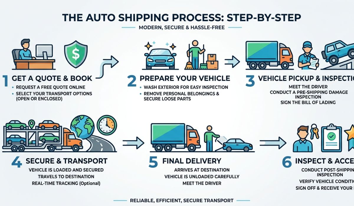 Step-by-step Montana to New York car shipping process with SpeedComd vehicle pickup and delivery