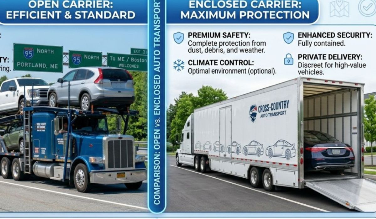 Washington to California car shipping cost comparison with open and enclosed auto transport options
