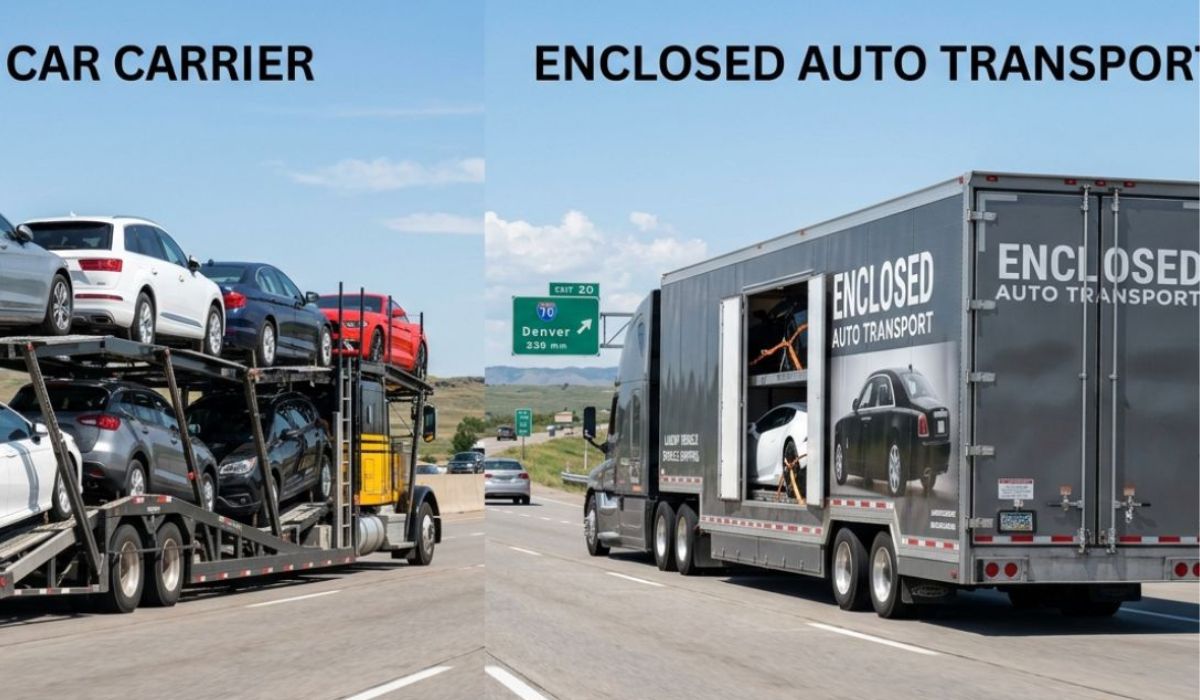 Open and enclosed auto transport trucks carrying cars, SUVs, luxury vehicles, and electric vehicles in Seattle